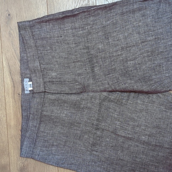 Adec2 Brown Linen Wide Leg Trousers Pants sz 12 - Picture 2 of 6
